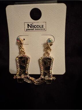 Cowboy glitter boots earrings